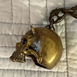 Metal SKULL pendant key fob biker motorcycle handmade by Etsy artist